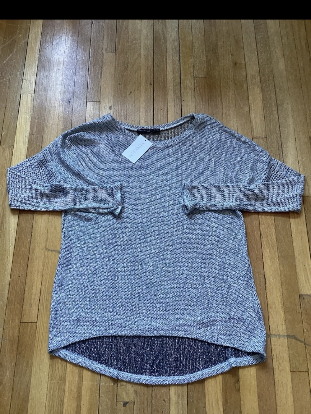 NWT Generation Love Size XS Silver Mesh Long Sleeve Crew-Neck Shirt,Made In USA